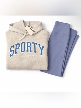 Wilo the Label Active Sporty 2-Piece Hoodie and Legging Set NWT